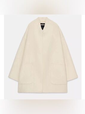 NWT Zara Cream Oversized Wool Coat Size S